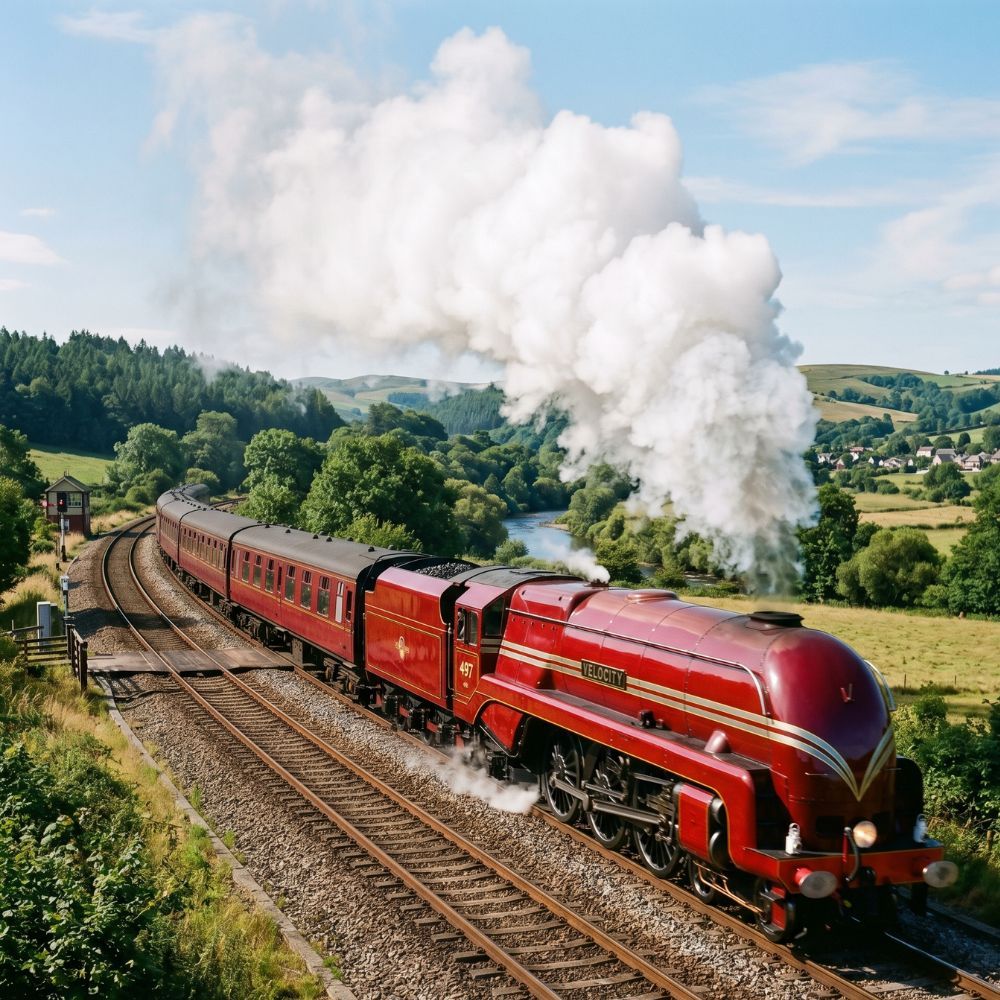 A steam train on the Kent and East Sussex Railway near Tenterden